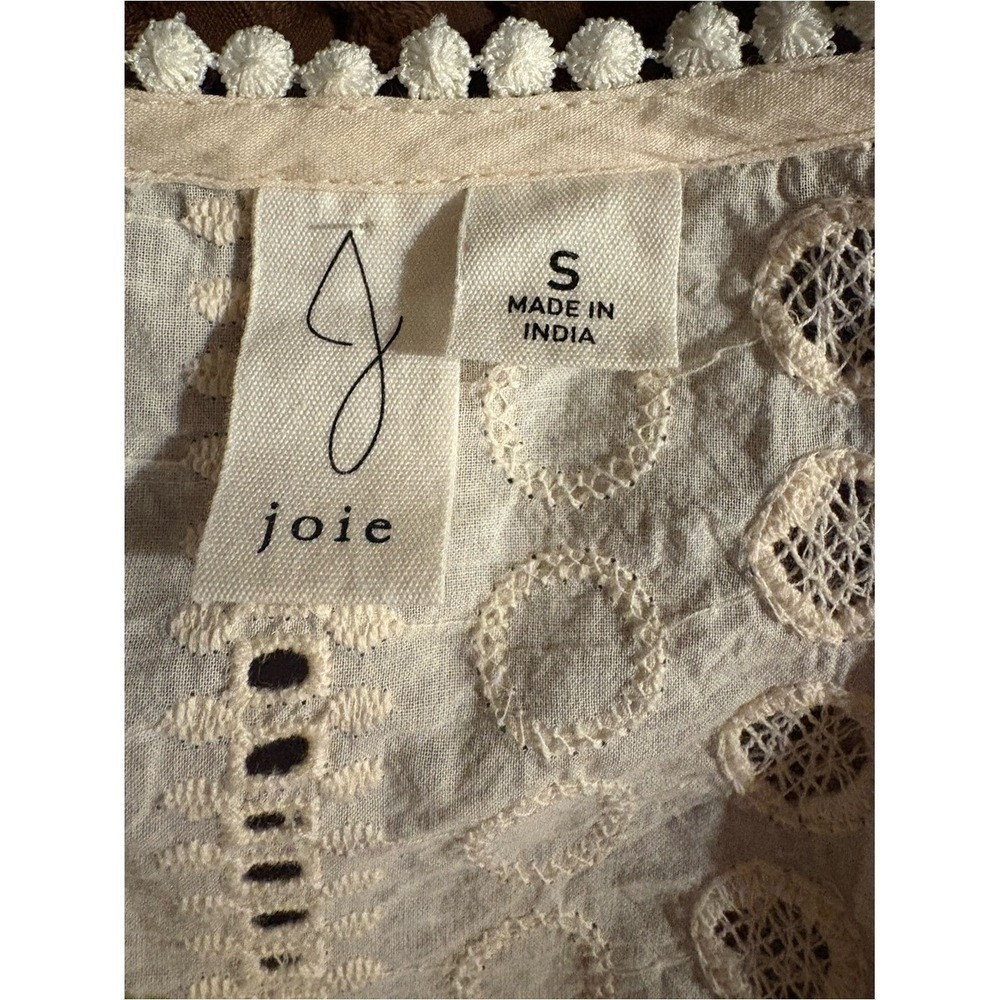 Joie Crochet Lace Sleeveless Cotton Top Ivory Coastal Small - Picture 4 of 7